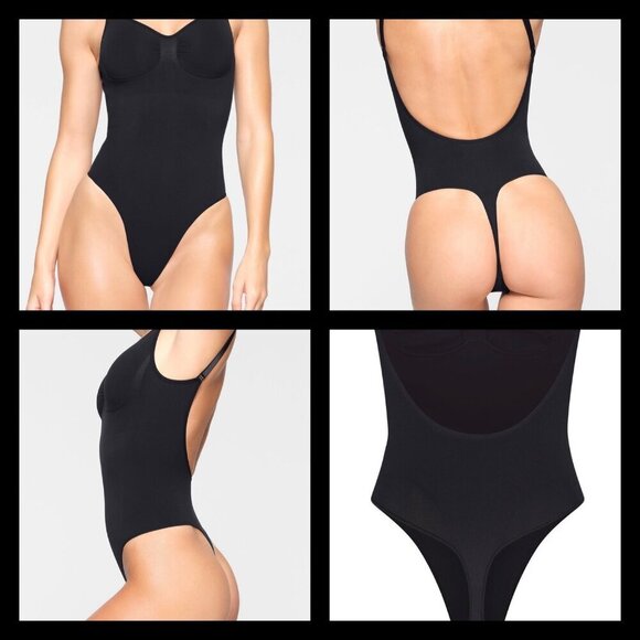 SKIMS New Seamless Sculpt Low Back Thong Bodysuit Onyx Size 2X / 3X